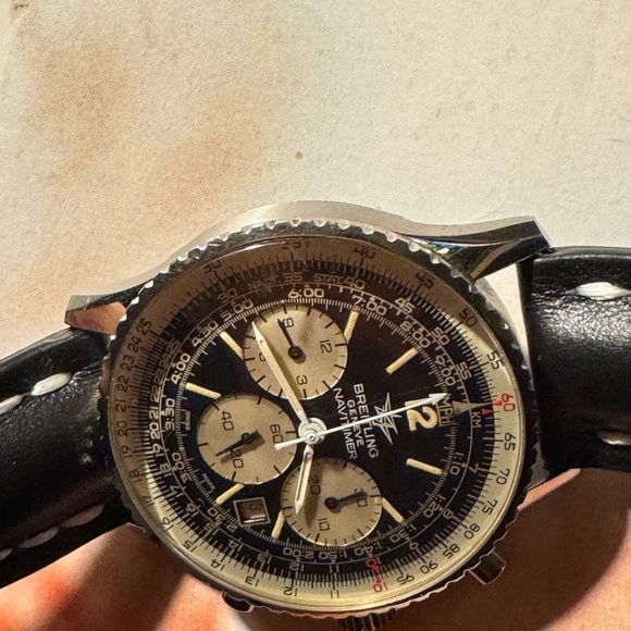 Vintage SS Breitling Navitimer 1960 Men's Black Chronograph Watch - Picture 5 of 6